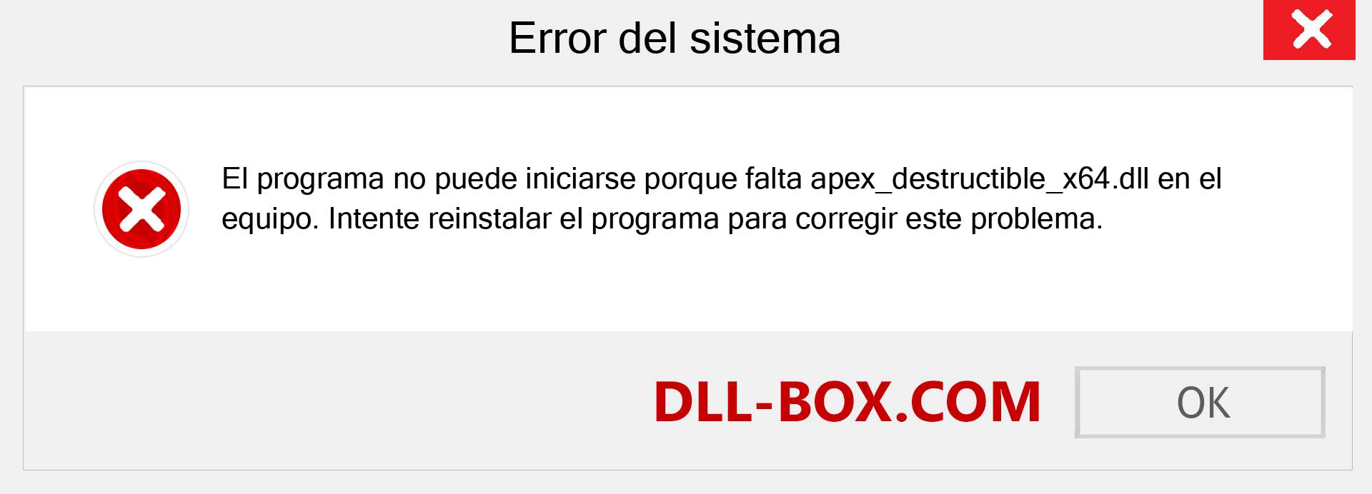 ¿Falta el archivo apex_destructible_x64.dll ?. Descargar para Windows 7, 8, 10 - Corregir apex_destructible_x64 dll Missing Error en Windows, fotos, imágenes